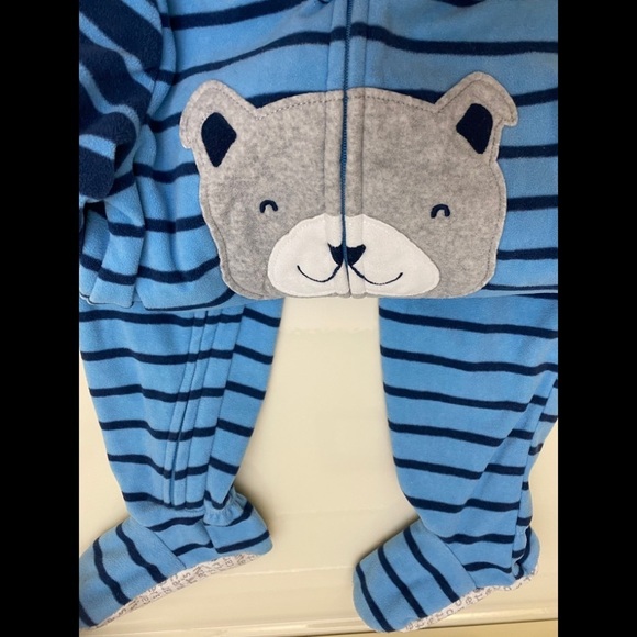 Carter’s Fleece Footed Onesie 3T Blue Bear - Picture 6 of 6